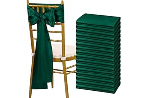 fani 60 PCS Forest Green Satin Chair Sashes Bows Universal Chair Cover for Wedding Reception Restaurant Event Decoration Banquet,Party,Hotel Event Decorations (7 x 108 inch)