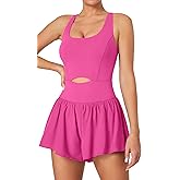 IUGA Athletic Romper Tummy Control Padded Workout Romper with Shorts Running Onesie Jumpsuits Summer Outfits Set Gym Clothes