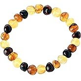 TheNaturalAmber Amber Bracelet – Baltic Amber Baroque Beads 18cm, Polished Cherry Cognac Honey, Handmade Natural Amber Jewelry for Adults