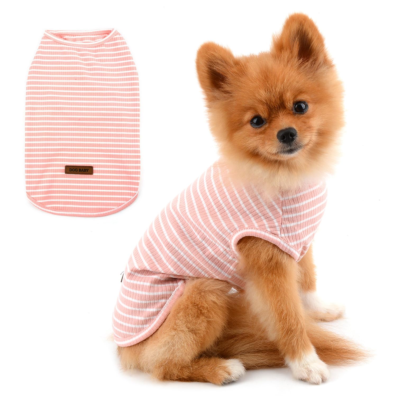 PAIDEFUL Clothes for Small Dogs Boy Girl Summer Striped Puppy T Shirt Vest Breathable Cotton Tee Sleeveless Chihuahua Yorkshire,Pink,Size L