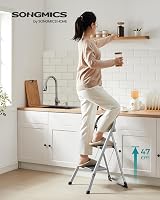 SONGMICS 2-Step Folding Ladder GSL012G01 Dove Grey Safety Lock 150 kg view 2