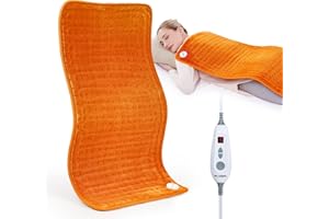 [5 Year Warranty] WOOMER Electric Heating Pad for Back Pain & Cramps Relief, 33"x17" Extra Large, Heat Pad with Multi-Color Option, Moist Heat Therapy Feature, Auto Shut-Off, Power Cords Storage Belt