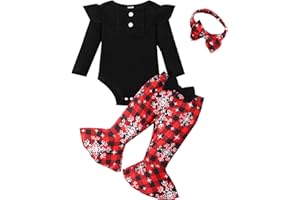 Kislio Newborn Baby Girls Clothes Ribbed Ruffled Romper+Floral Pants+Headband Infant Outfit Set