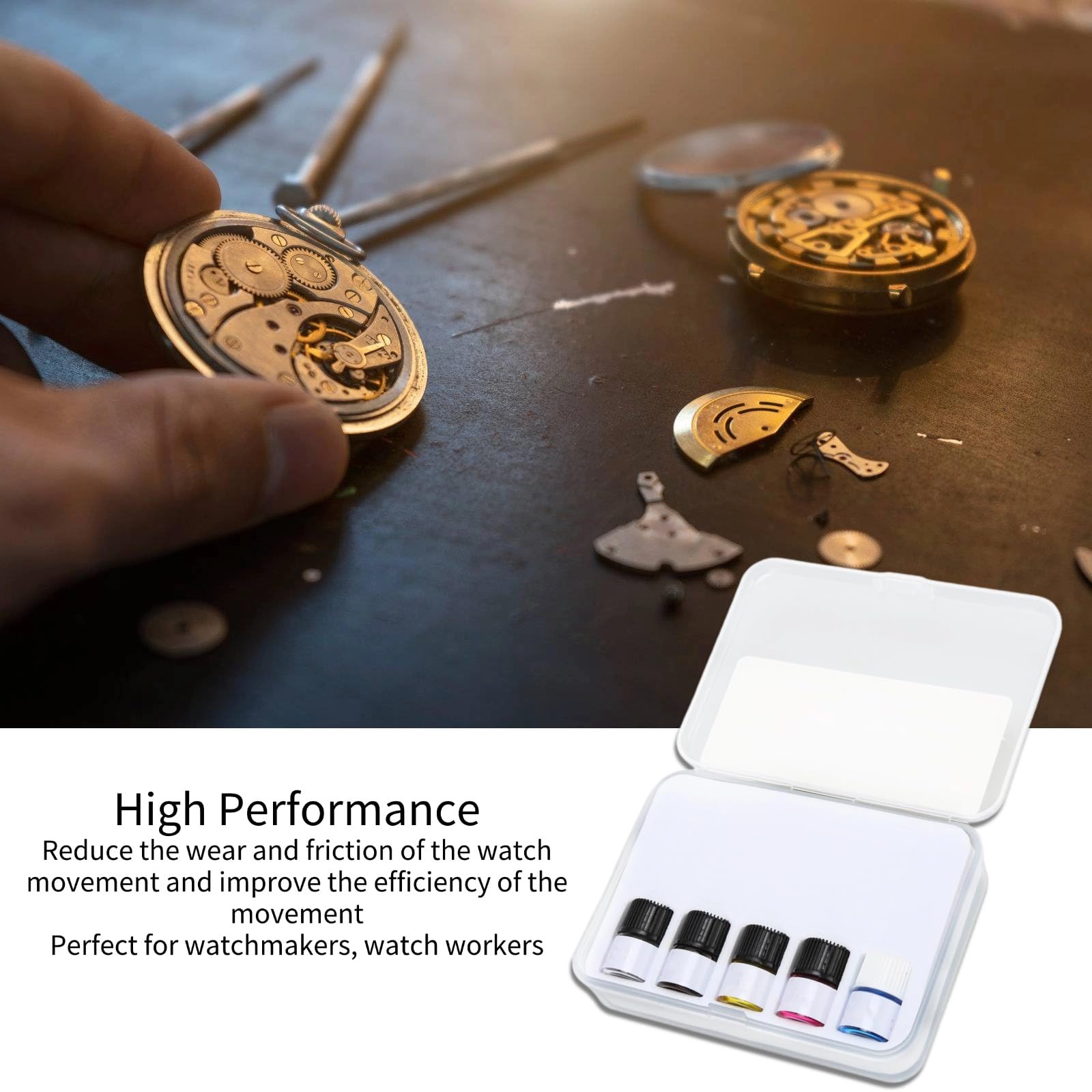 DHASUWT 5PCS Watch Oil Kit Synthetic Lubricating Oil, Smooth Repair Tool for Watchmaker Workers, Lubricant Watchmaker Tools for All Watch Movements, Watch Repair Tools & Kits