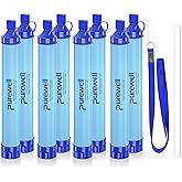 Purewell Outdoor Water Filter Personal Water Filtration Straw Emergency Survival Gear Water Purifier for Camping Hiking Climbing Backpacking(8PCS)