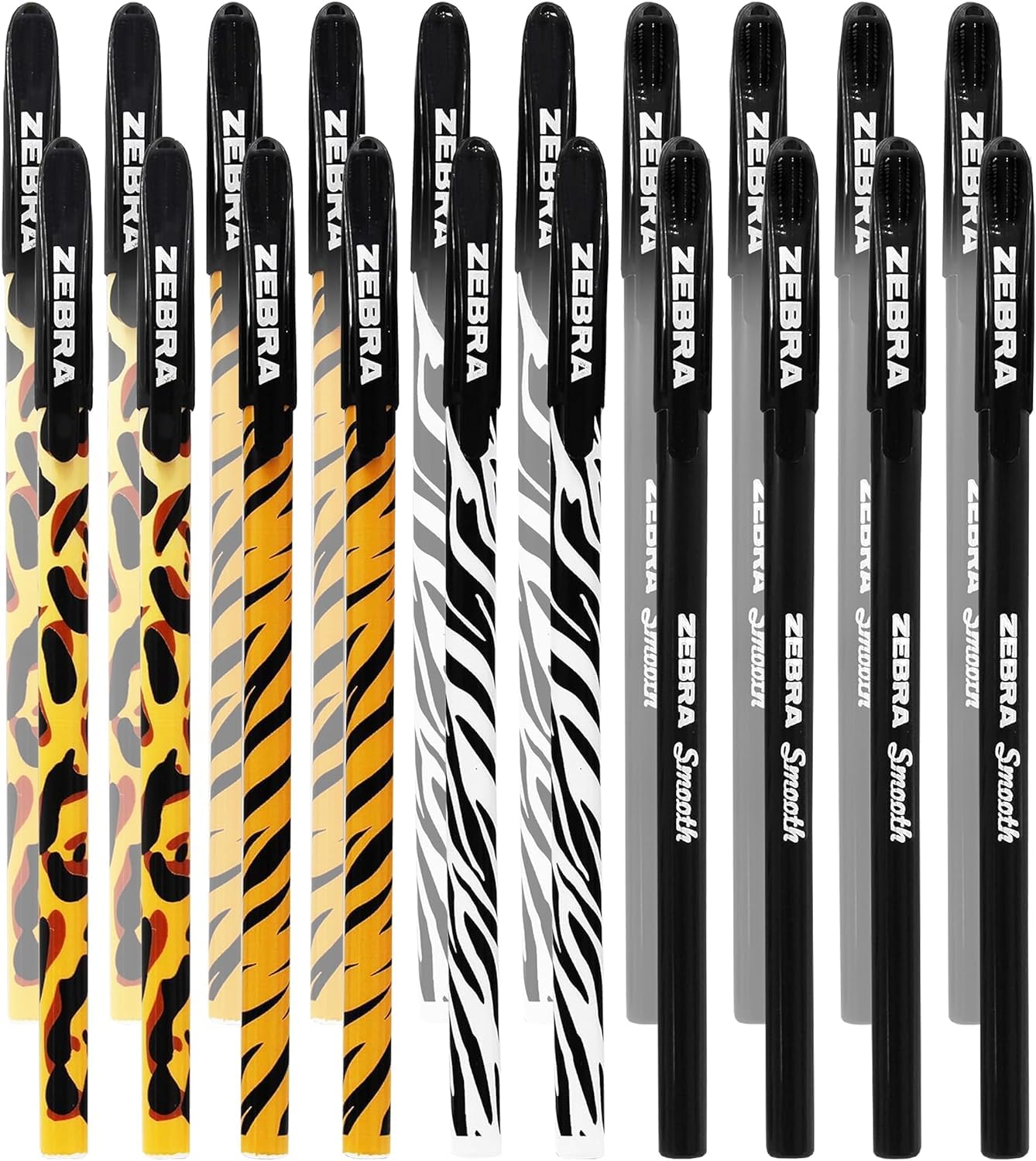 Zebra Doodler'z Stick Ballpoint Pen - 1.0mm - Novelty Animal Print & Black Barrels (40)