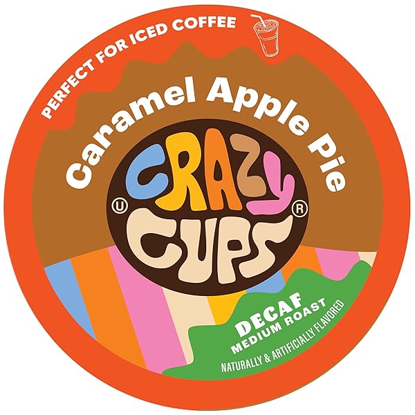 CRAZY CUPS DECAF FLAVORED COFFEE PODS, DECAFFEINATED CARAMEL...