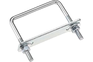 uxcell Square U-Bolts 2-3/8"(60mm) Inner Width Carbon Steel M6 with Nuts, Frame Plate, Round Washers 4 Set