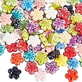 PONABEADIY 1 Box 80PCS Mixed Color Flower Shaped Porcelain Ceramic Beads with 1.6MM Holes Flowers Colorful Floral Charms Spacer Loose Bead for Jewelry Making Bracelets Necklaces Adult Diy Craft Supply