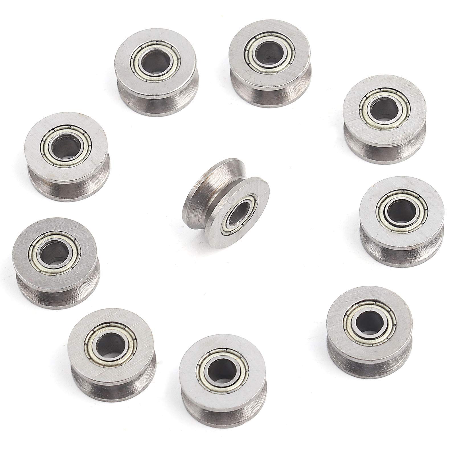 10 Pcs V-Notch Double Shielded Ball Bearings 4x13x6mm Carbon Steel for Linear Rail Guide Pulley Smooth Motion Applications