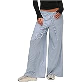 Floerns Women's Striped Wide Leg Pants Drawstring Waist Loose Long Trousers Lounge Bottoms