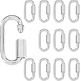 AUXBC 12Pcs M5 Quick Link Chain, 3/16 Inch Metal Locking Quick Links, D Shape Connectors, Heavy Duty Carabiner Clips for Camping Hiking Hammocks Towing-650lb Capacity