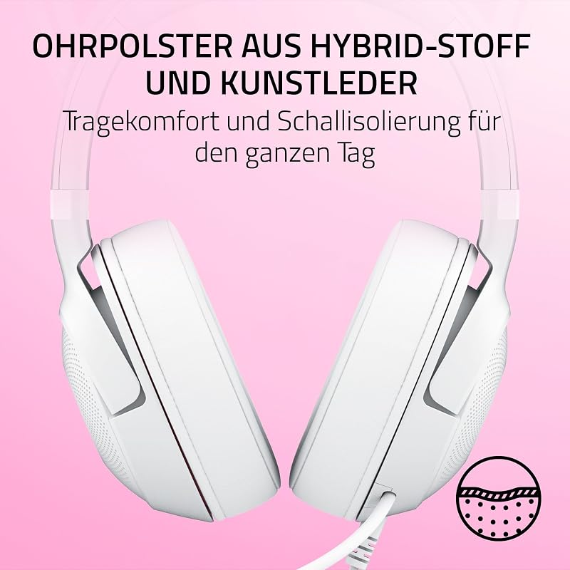 Kraken Kitty V2 - Kabelgebundenes RGB-Headset mit Kitty Ohren für Gaming und Streaming (325 g, Triforce 40 mm Treiber, HyperClear Cardioid Mic, Surround Sound) Weiß