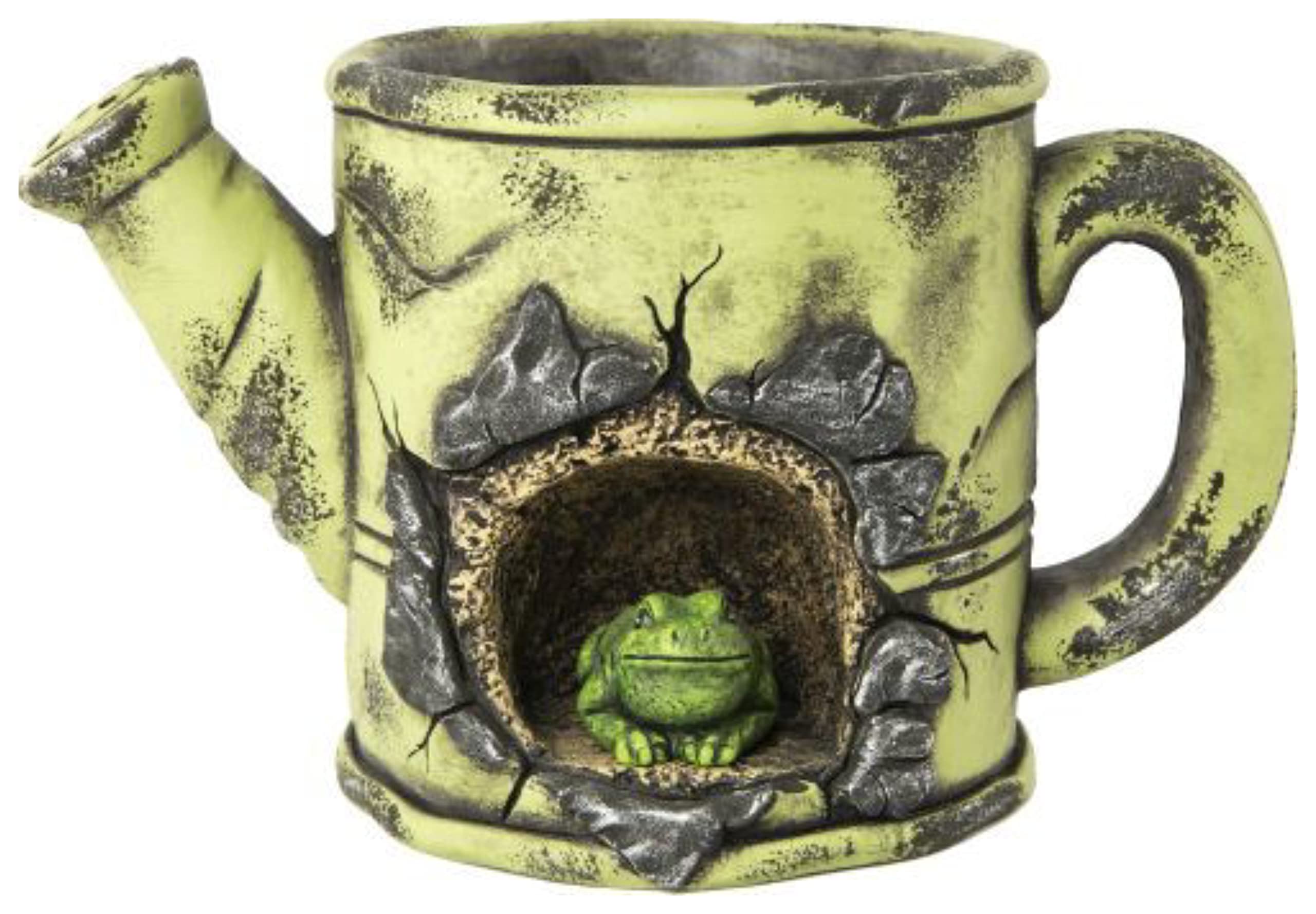 Divas World Cement Teapot With Frog Planter Flower Plant Pot (Cement Teapot With Frog) Garden Novelty Ornament Indoor Outdoor