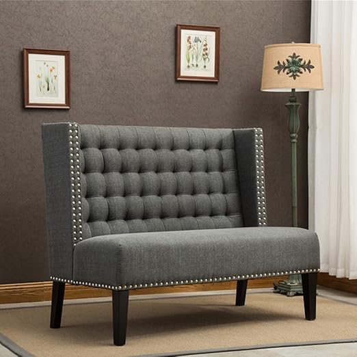 Amazon Com Tongli Modern Settee Banquette Bench Tufted Fabric Sofa Couch Chair 2 Seater Loveseat For Entryway Dinning Room Furniture Decor