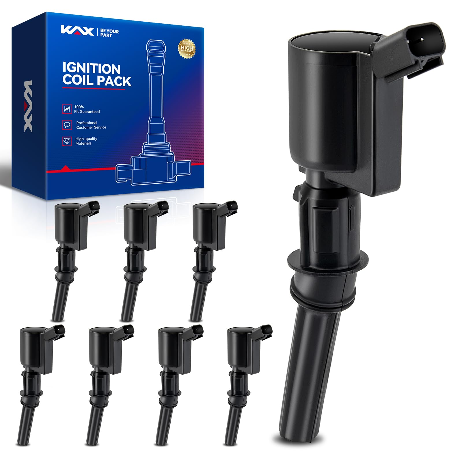 Photo 1 of KAX Pack of 8 Ignition Coil Set for Ford F150 F250 E250 Crown Victoria Explorer Lincoln Mercury 4.6L 5.4L V8 V10, Replacement for FD493, DG491, DG467, DG472, FD493
