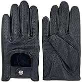 Zjjseloru Mens Genuine Lambskin Leather Driving Gloves Unlined, Touchscreen