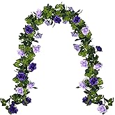 Dailuee Fake Rose Garland 2 Pack, 15.8FT Artificial Flower Garlands Hanging Rose Vines Silk Flowers for Wedding Backdrop Home Garden Arch Party Decor (Purple)