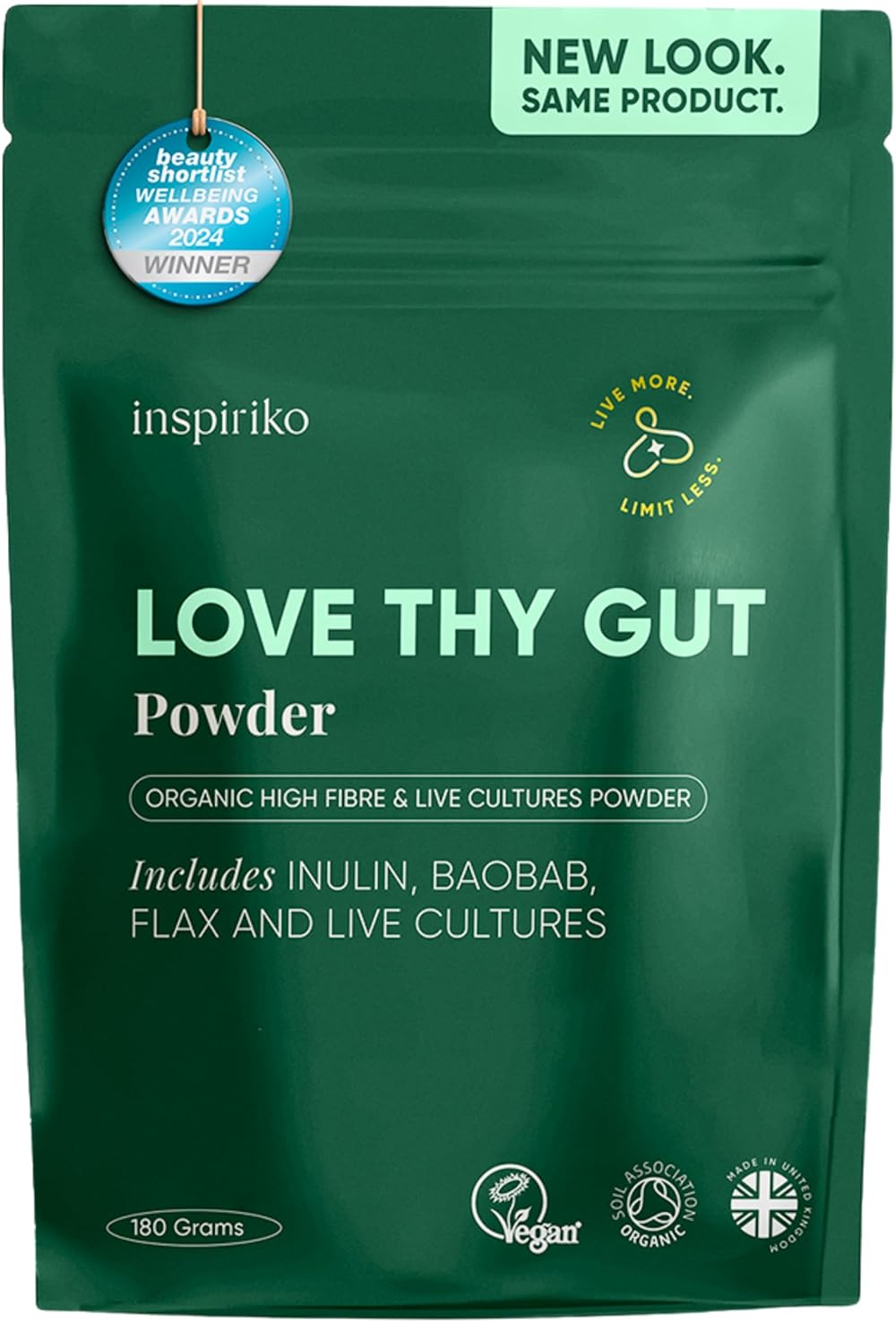 Inspiriko Organic Prebiotics for Gut Health 180g Love Thy Gut