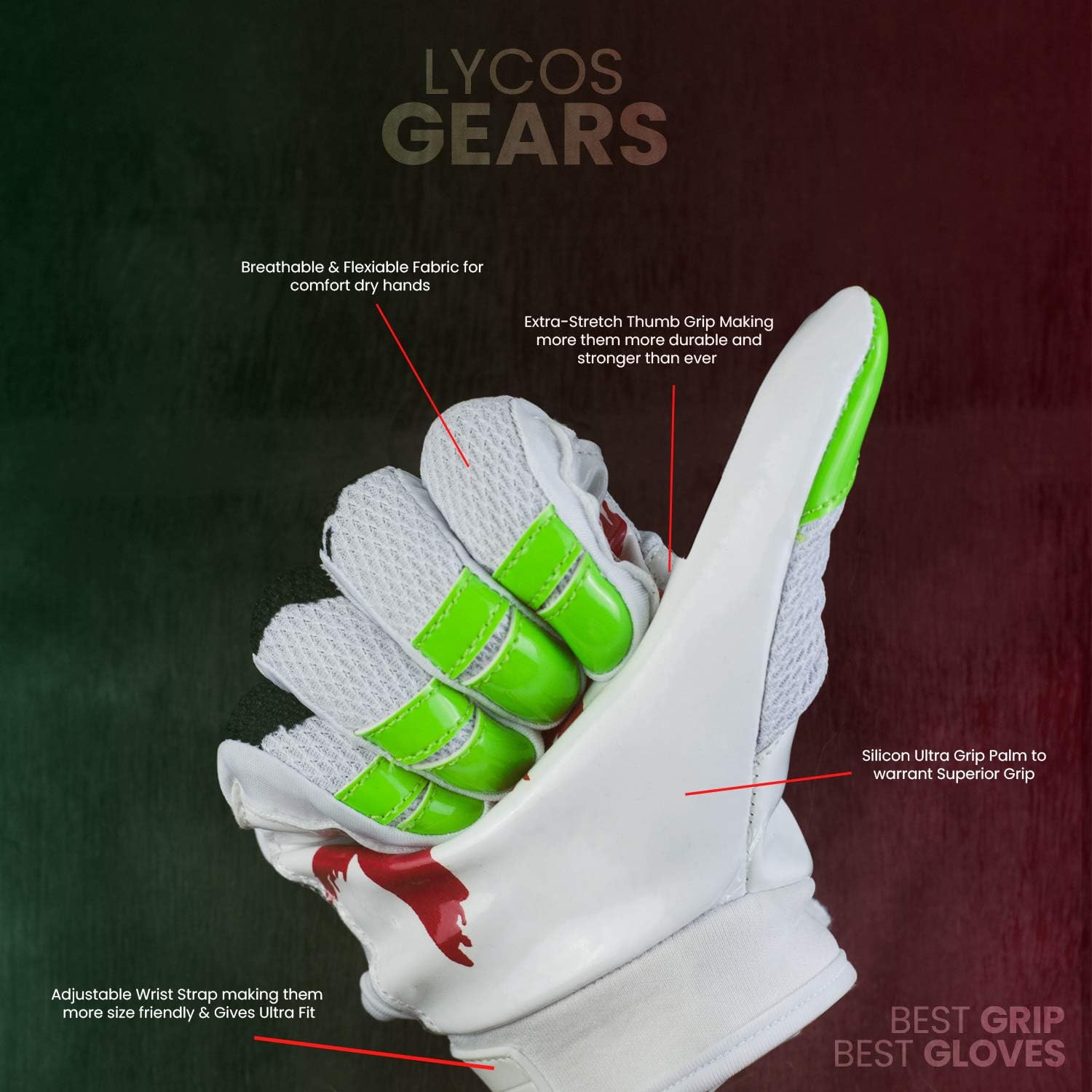 Lycos Gears Football Gloves for Youth – Lineman Receiver Gloves for Kids, Men and Women – Joker Grip Boost Football Gloves in White Color for Boys and Adults – Made of Durable & Comfortable Material : Sports & Outdoors