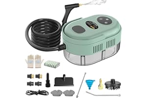 FOCHIER Steam Cleaner, Handheld 2500W Pressurized Heating Steamer for Cleaning,Multi-Purpose Steamer for Home Use with Water Tank, Steam Cleaner for Dirt, Grease,Grout,Tile, Floor,Couch,Car,Green