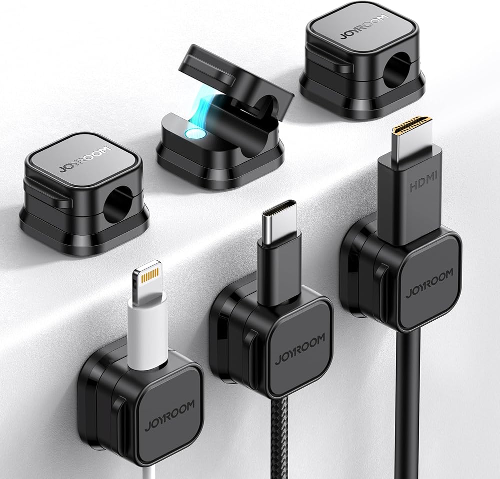 JOYROOM 6 Pack Cable Tidy Clips Magnetic Desk Cable Organizer 7.5mm