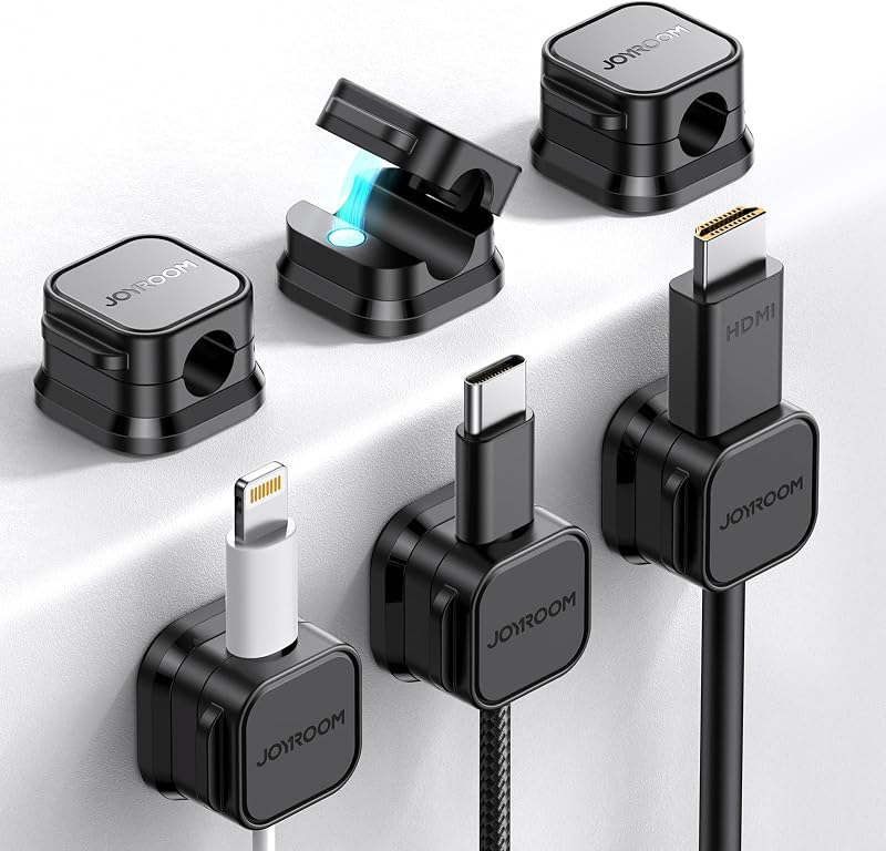 JOYROOM 6 Pack Cable Tidy Clips Magnetic Desk Cable Organizer 7.5mm