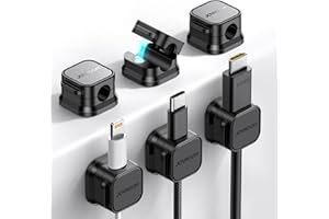 6 Pack Magnetic Cable Clips [Cable Smooth Adjustable] Cord Holder, Under Desk Cable Management, JOYROOM Adhesive Wire Holder Keeper Organizer for Home Office Desk Phone Car Wall Desktop Nightstand