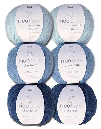 Woll-Set Babywolle Rico Baby Classic 6x50g #6, weiche Wolle zum Stricken und Häkeln