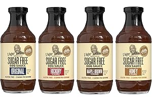 G Hughes Sugar Free, BBQ Sauce Variety Pack - Original, Honey, Maple Brown and Hickory, Gluten Free Sauces, Sugar Free BBQ Sauces - 18 Oz (4-Pack)