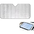Nomocale 1 PC Front Window Sun Protector Cover, 55.1" x 27.5" Car Windshield Sunshade, Front Windshield Sunscreen Heat Shield, Universal for Auto SUVs (Silver)