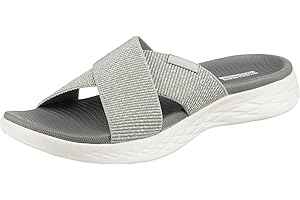 Skechers womens On-the-go 600 - Glistening Metallic Mesh Slide Sandals