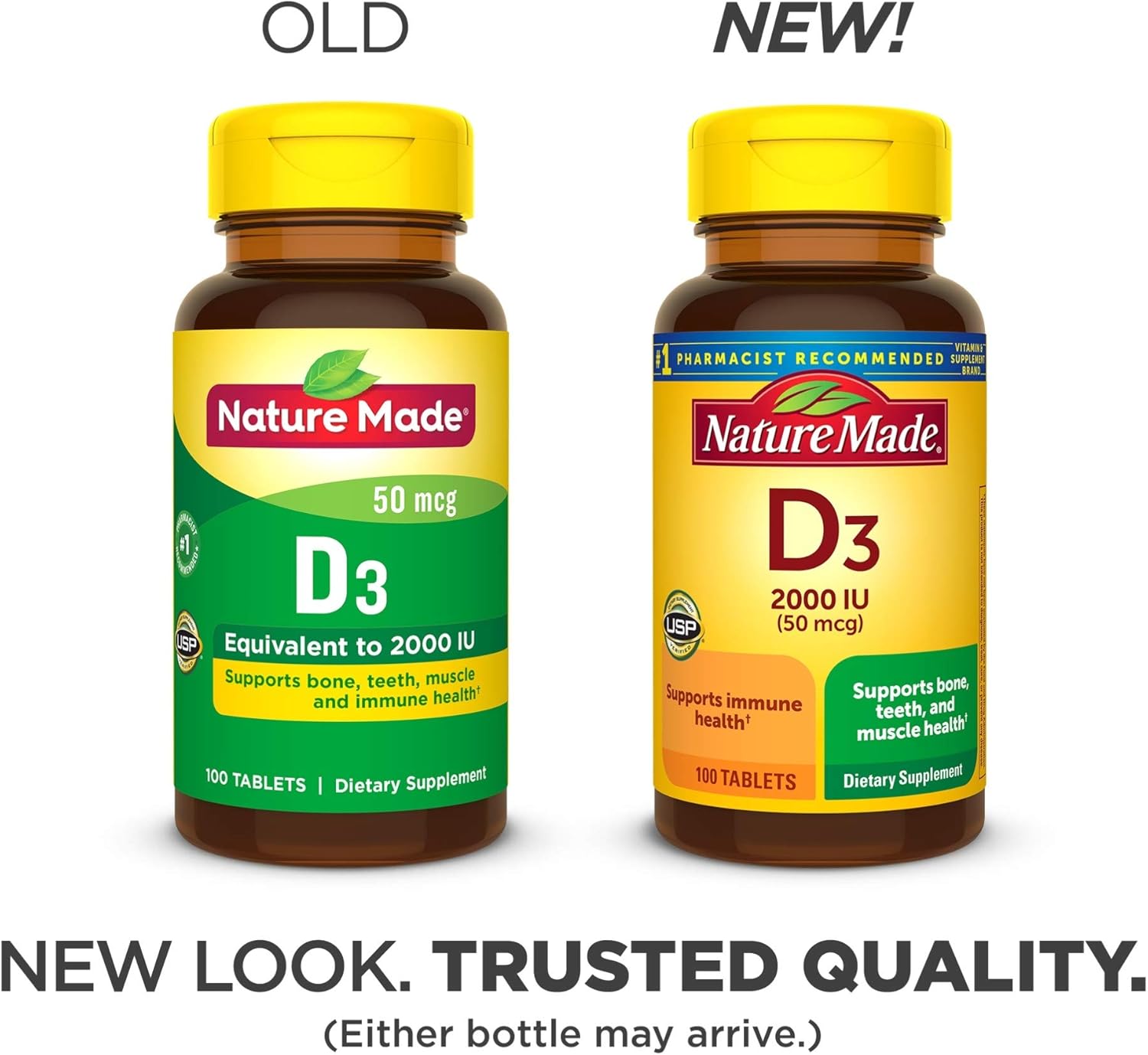 Nature Made Vitamin D3 2000 IU (50 mcg) Tablets, 100 Count for Bone Health† (Packaging May Vary): Health & Personal Care