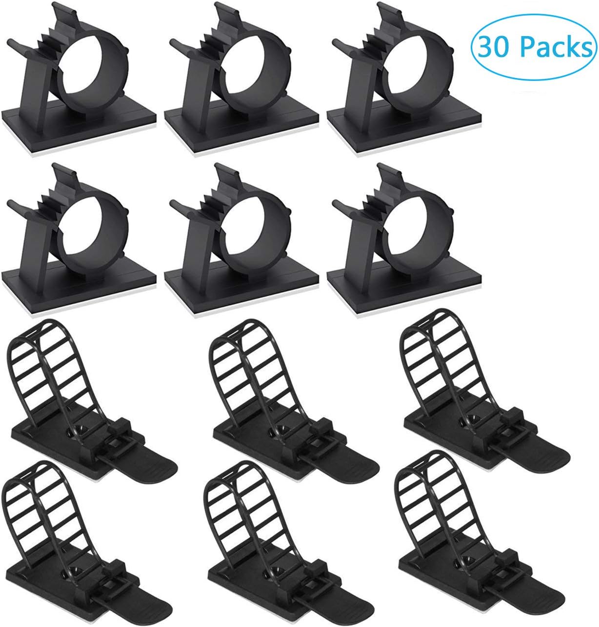60 Clips Adhésifs Pour Rangement Câbles - Noir Et Blanc - Auto-adhésifs, Pas De Perçage - Pour Bureau, Maison, Bureau