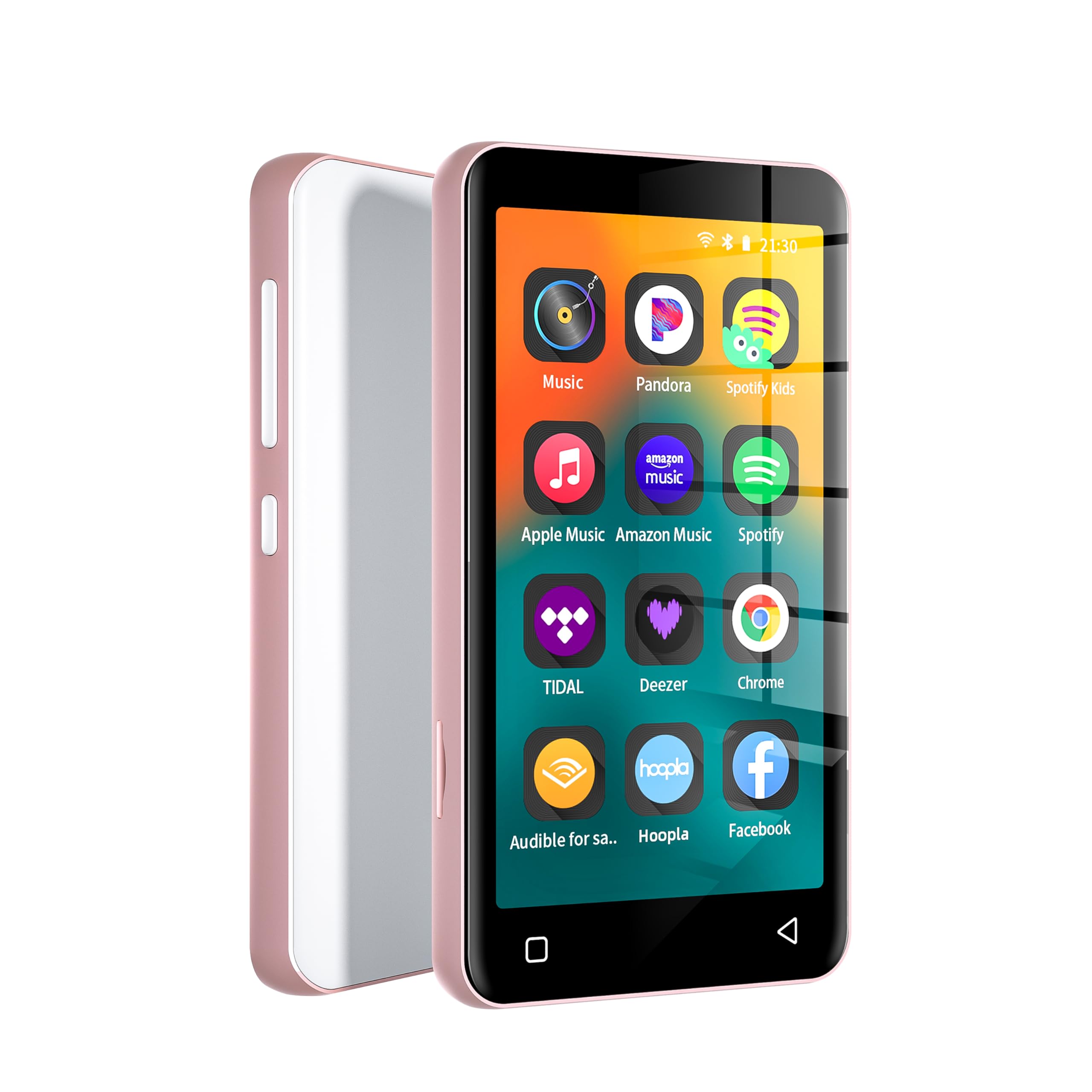 80GB MP3 Player with Bluetooth and WiFi, MP4 MP3 Player with Spotify 4" Full Touch Screen and with Pandora, HiFi Sound Walkman Digital Audio Player with Speaker (Pink_White) — image 1