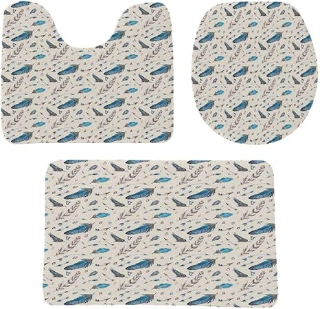 Amazon 矢印の装飾 浴室マット トイレマット フタカバー セット 矢印で芸術的な部族スタイルのデザインカラフルな羽毛油絵効果 防音 ラグマット 洗える おしゃれ 50 80cm 玄関マット オンライン通販