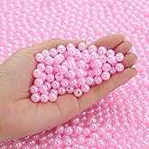 DUQGUHO Pink Pearl Beads for Crafts 8mm Plastic Pearl Beads with Hole 500PCS Fake Pearls for Wedding Decoration Bulk Pearl for Jewelry Making DIY Bracelet Necklaces Earrings