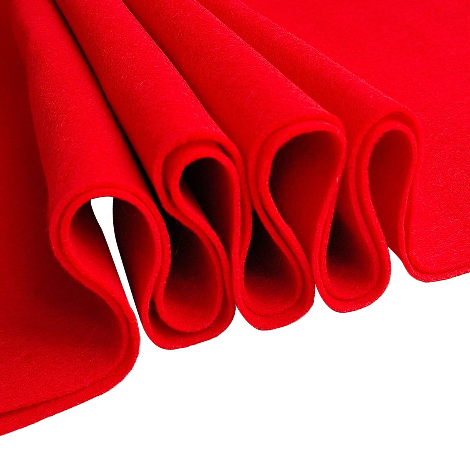 Jtnohx Colour Felt Fabric, 1.4mm Felt Sheets for Crafts, 90x90cm Soft Craft Fabric for Art and Sewing Projects(Red)