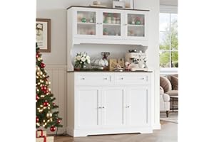 FACBOTALL 71.9" Kitchen Pantry Cabinet, Tall Storage Cabinet, Kitchen Hutch with Countertop and Outlets, Farmhouse Tall Pantry Storage with Doors and Shelves, White