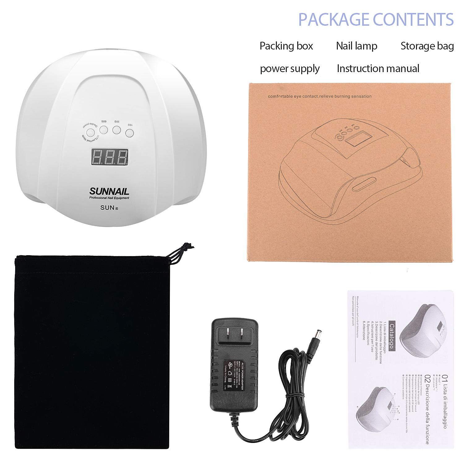 54W UV Nail Lamp,Nail Dryer for Gel Polish, LED Nail Lamps with 4 Timer Settings & Sensor UV Light Curing Lamp for Gel Nails and Toe Nail Curing Including Storage Bag