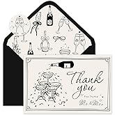 Whaline 24 Pack Wedding Thank You Cards Greeting Card From the New Mr & Mrs Black Champagne Blank Note Cards with Envelope Sticker for Bridal Shower