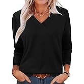 XIEERDUO Long Sleeve Shirts for Women V Neck Fall Tops Basic Tunic Tops Loose Fit Dressy 2025