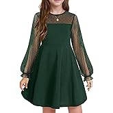 IFFEI Girls Dresses Puff Mesh Sleeves Short A-Line Dress for Party Wedding Guest