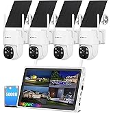 YEEWISE NightColor Solar Security Camera System Outdoor Wireless, Wi-Fi 6 Home Security Cameras System with 360° Pan & Tilt, 2K Color Night Vision, No Subscription, Easy Setup, 5G & 2.4G WiFi