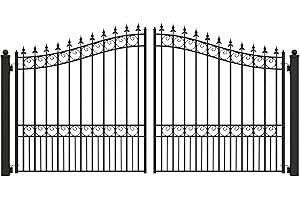 ALEKO Dual Swing Driveway Gate | 12 x 6 Feet | Anti-Rust Galvanized Steel Gate | Outdoor Fence Gate | Swing Security Barrier | DG12LON | (12x6, London Style)