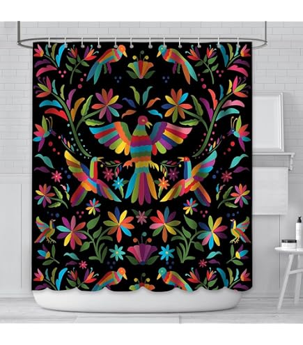 Day Of The Dead Sugar Skull Shower Curtain - 72x72 Inch Waterproof Floral Skull Bathroom Decor - View #7