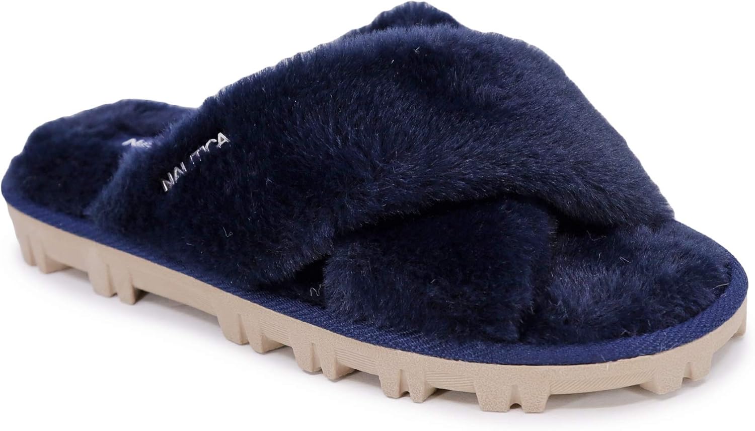 Nautica Women's Slipper Fluffy Warm Slide Indoor Outdoor Flip Flop Shoe