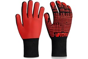 FITFIV BBQ Gloves 1472°F Heat Resistant Gloves, Silicone Non-Slip Kitchen Oven Mitts, Suitable for Grilling, Baking, Cooking, Outdoor Camping (Red)