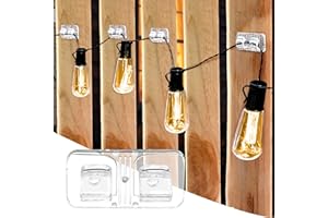 ARCIVEBERG Hooks for Outdoor String Lights 27Pcs,No Drill Clear Cable Clips for Christmas Led Strips,﻿Heavy Duty Sticky Cord Holder Buckle with Waterproof Adhesive for Patio,Porch,Deck,Garden,Backyard