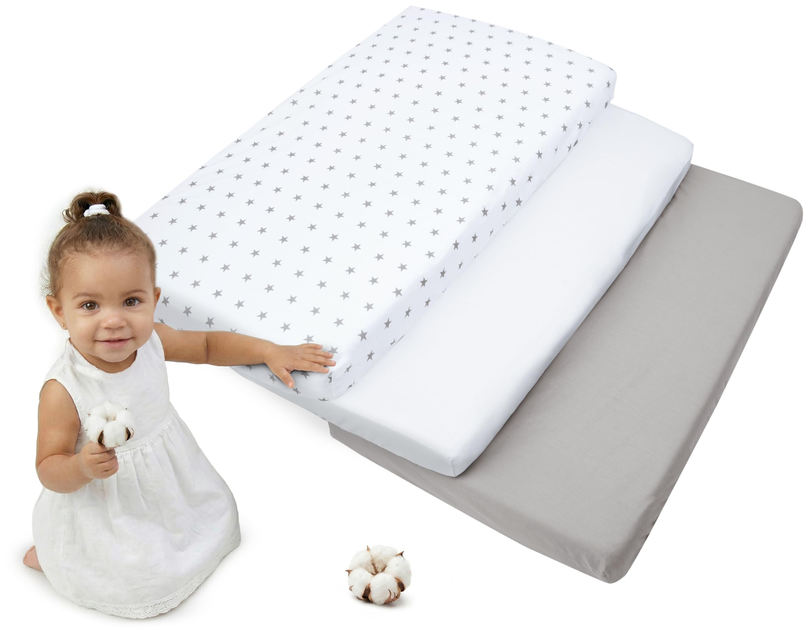 Medi Partners Set of 3 pcs. Fitted Sheet 60x120 cm 100% Cotton Baby Bed Linen Mattress Cot